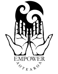 Empower Aotearoa logo with open hands and koru above